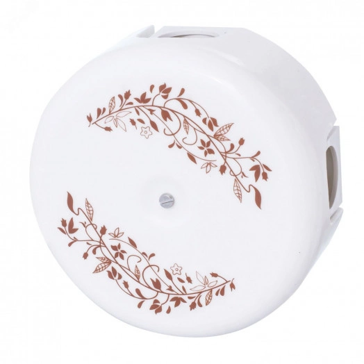 Коробка распределительная №1 110мм, керамика, цвет белый,  декор D206 с кабельными вводами