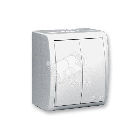 15 Aqua Выключатель двухклавишный с подсветкой IP54 10А 250В винтовой зажим S15A белый