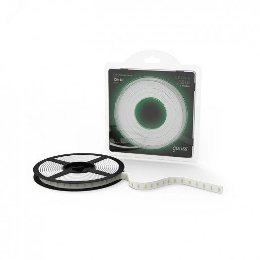 Лента светодиодная LED 2835/60-SMD 4,8 Вт/м 210 Лм/м зеленый IP20 12 В DC 8 мм (блистер 5 м) Black Gauss