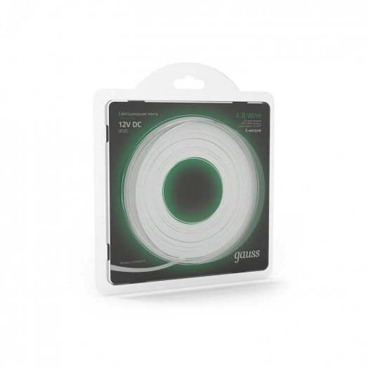 Лента светодиодная LED 2835/60-SMD 4,8 Вт/м 210 Лм/м зеленый IP20 12 В DC 8 мм (блистер 5 м) Black Gauss