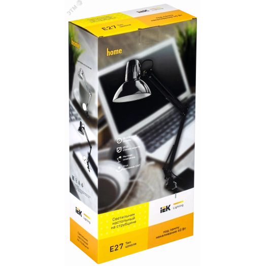 LIGHTING Светильник настольный 1014 пантограф на струбцине Е27 черный IEK