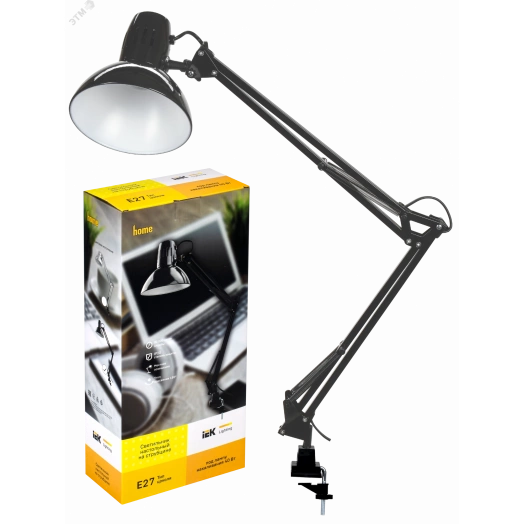 LIGHTING Светильник настольный 1014 пантограф на струбцине Е27 черный IEK