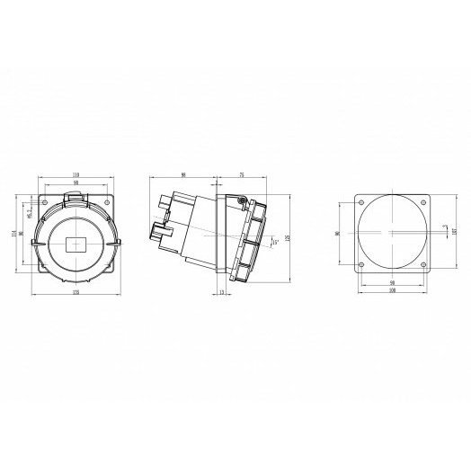 Розетка скрытой установки IP67 125A 3p+E+N 400V