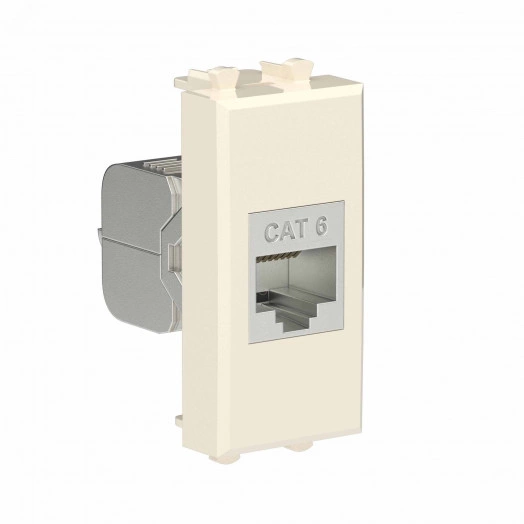 Avanti Компьютерная розетка RJ-45 без шторки модульная, кат.6 экранированная,  Ванильная дымка, 1 модуль