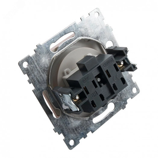 Розетка 1-местная с защитной шторкой с/з (механизм), 250В, 16А, серия Катрин, серебро