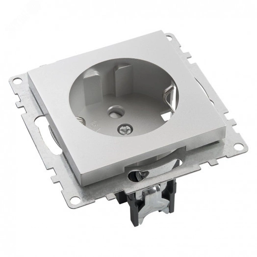 Розетка 1-местная с защитной шторкой с/з (механизм), 250В, 16А, серия Катрин, серебро