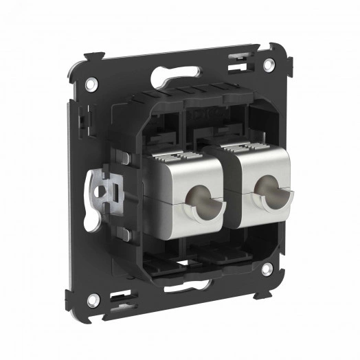 Avanti Компьютерная розетка RJ-45 без шторки в стену, кат.6А двойная экранированная,  Черный матовый