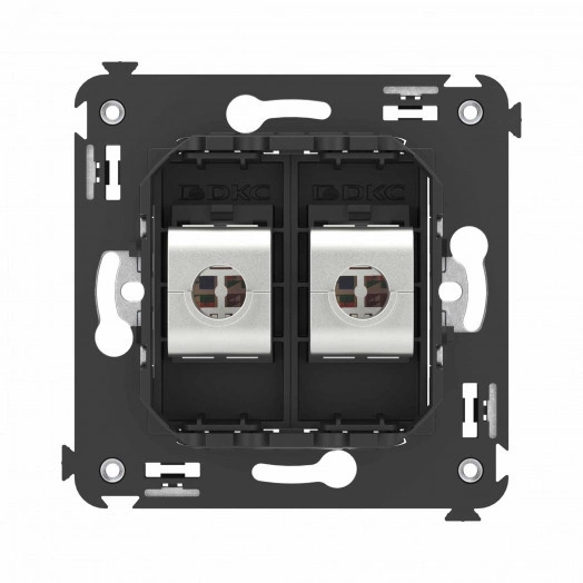 Avanti Компьютерная розетка RJ-45 без шторки в стену, кат.6А двойная экранированная,  Черный матовый