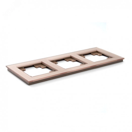 Рамка трехместная горизонтальная, Катрин, шампань,