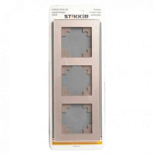 Рамка трехместная горизонтальная, Катрин, шампань,