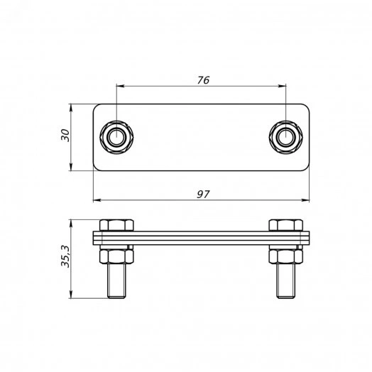 Продольный соединитель полоса - полоса, 97х30 мм