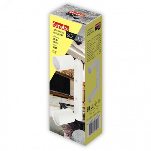 Светильник DLC-S620 GU10x2 WHITE декоративный накладной серия Sotto Без ламп цоколь GU10x2шт Металл Белый TM Fametto
