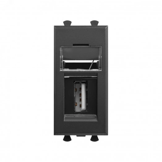 Avanti USB 2.0 розетка модульная, тип А-А, , Черный матовый, 1 модуль