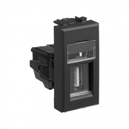 Avanti USB 2.0 розетка модульная, тип А-А, , Черный матовый, 1 модуль