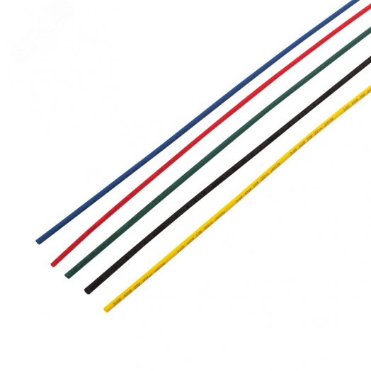 Термоусаживаемые трубки 2,0 1,0 мм, набор пять цветов, упаковка 50 шт. по 1 м, REXANT