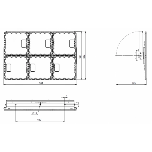 Светильник ДПП-270Вт Diora Quadro 270/39000 К25 5K лира