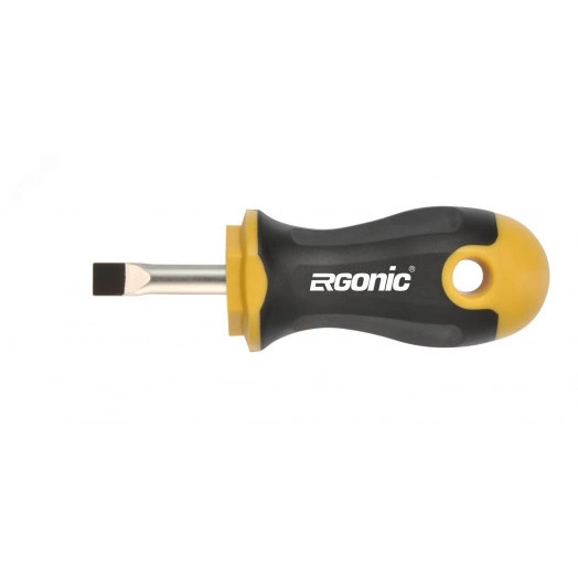 Отвертка плоская Ergonic Stubby SL5,5х1,0х25