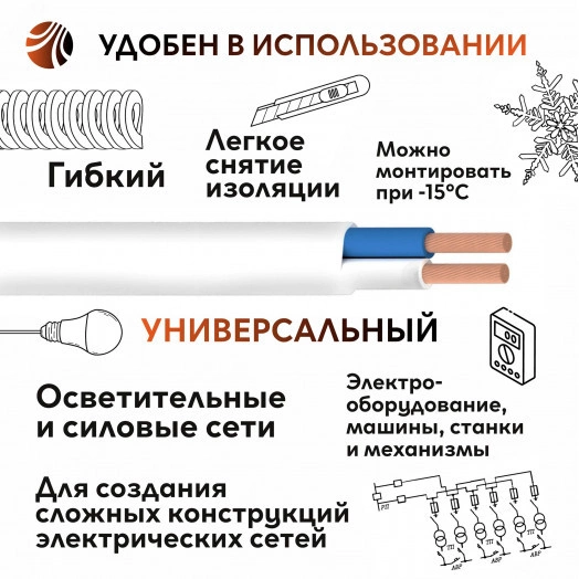 ПуГВВ 2х1.5 белый - 50м  ТРТС