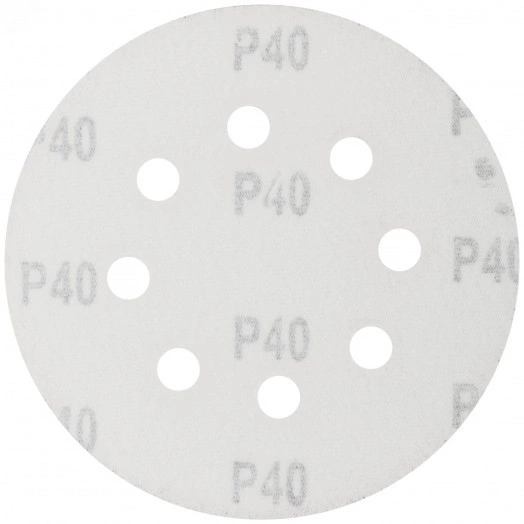 Круги шлифовальные с отверстиями (липучка), алюминий-оксидные, 125 мм, 5 шт Р 40