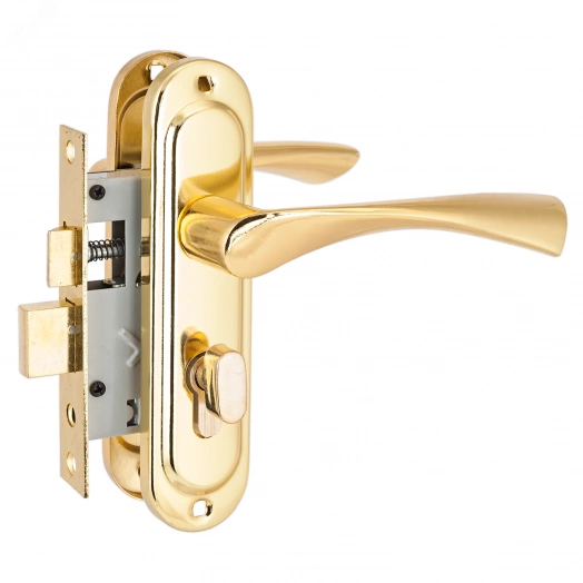 Замок врезной с ручками для деревянных дверей, СТАНДАРТ 103/50B латунь