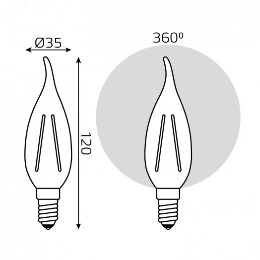 Лампа светодиодная филаментная LED 7 Вт 550 лм 2700К AC185-265В E14 свеча теплая (промоупаковка 3 лампы) Black Filament Gauss