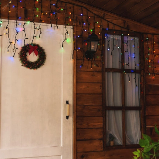 Бахрома светодиодная с эффектом мерцания, 3м Соединяемая ULD-B3010-200/TBK MULTI IP67 200 светодиодов Разноцветный свет Провод черный