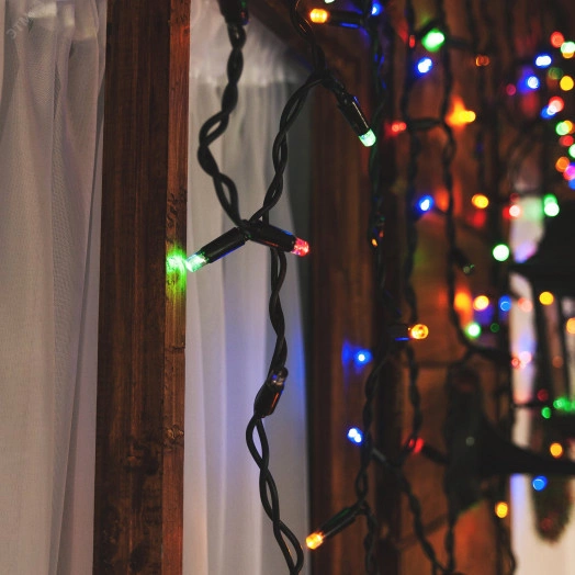Бахрома светодиодная с эффектом мерцания, 3м Соединяемая ULD-B3010-200/TBK MULTI IP67 200 светодиодов Разноцветный свет Провод черный