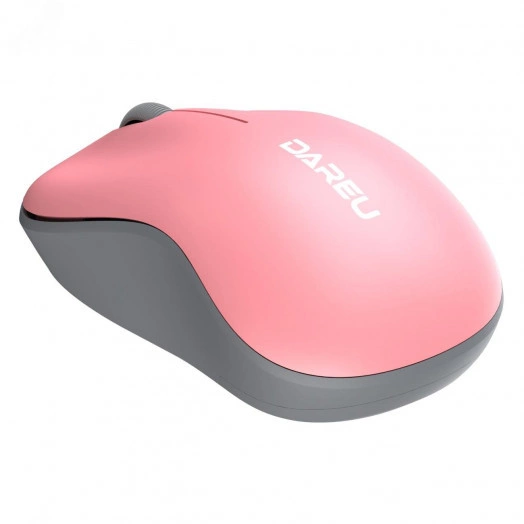 Мышь беспроводная 1200 dpi, розовый-серый