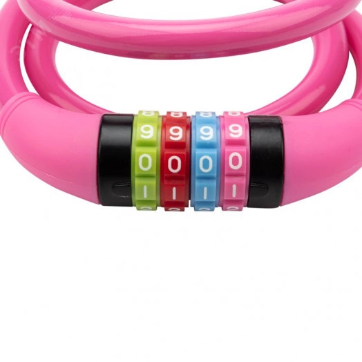 Замок тросовый кодовый взломостойкий для велосипедов и колясок 100 см розовый