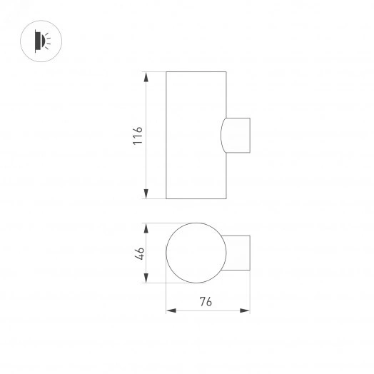 Светильник KT-RAY-WALL-TWIN-R46-2x3W Day4000 (GR, 24 deg, 24V) (, IP65 Металл, 3 года)