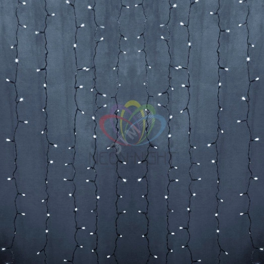 Гирлянда светодиодный Дождь 2х9 м, эффект водопада, прозрачный провод, 24В, диоды белые