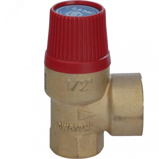 Клапан предохранительный 25x1/2' для систем отопления 2.5бар, Kvs=0.57м3/ч