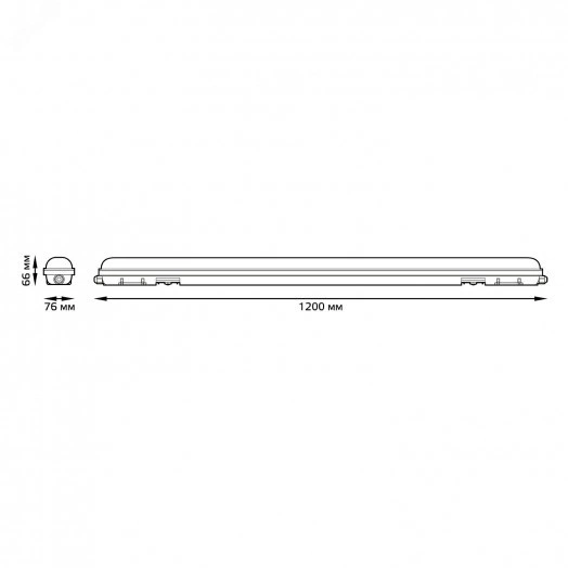 Светильник линейный ДСП 36 Вт 4000К 3960 лм 200-240В IP65 1200х76х66мм Пластик матовый сквозная проводка соеденяется в линию с БАП на 1ч EVO Gauss