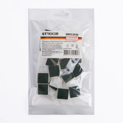 Площадка самоклеющаяся 25x25мм, под хомуты, белый,