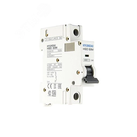 Автоматический выключатель HGD63-M 1PMCS0000C     00040 1 полюс, 40А, ток к.з. 6kA, хар-ка C