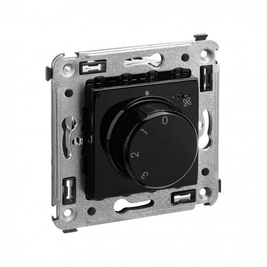 Avanti Механизм управления вентиляторами в стену, Черный квадрат