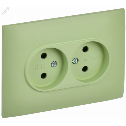 SKANDY Розетка 2-местная без заземления с защитными шторками 10А в сборе SK-R09G мятный IEK