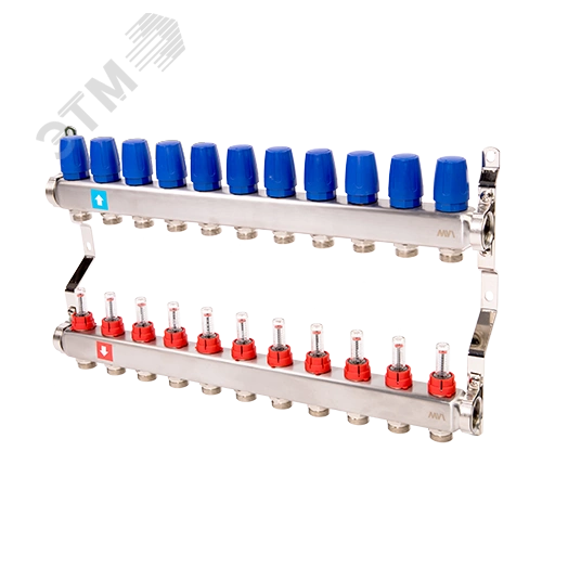 Коллекторная группа с расходомерами 1' х 11 выходов 3/4' НР евроконус