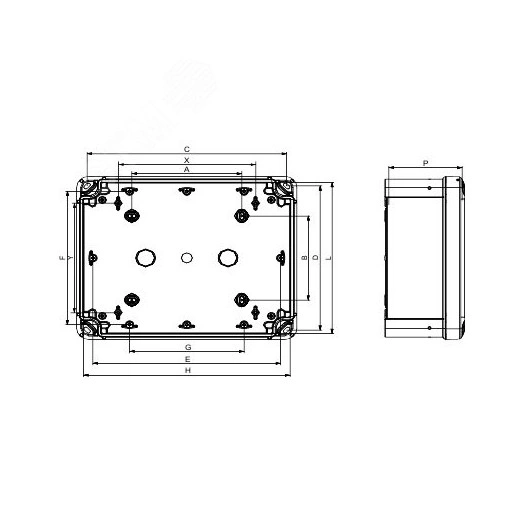 ПЛАСТ.КОРОБКА ABS 116x116x62