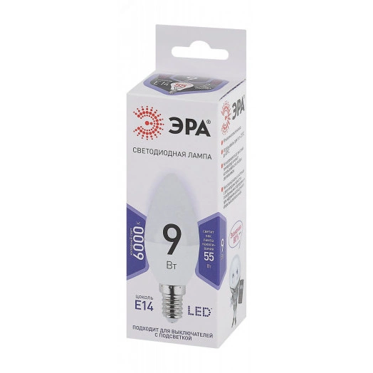 Лампа светодиодная LEDB35-9W-860-E14(диод,свеча,9Вт,хол,E14)