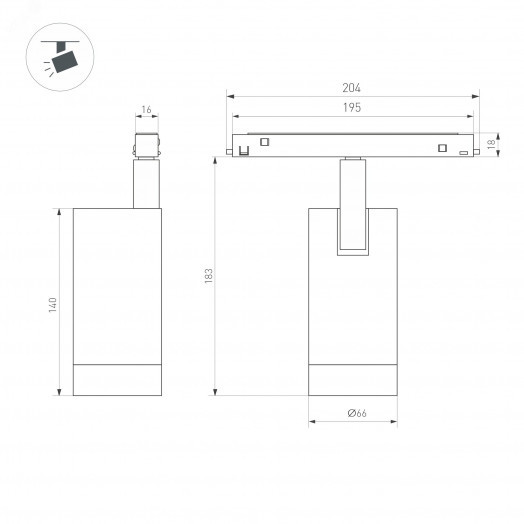 Светильник MAG-ORIENT-SPOT-R65-20W Warm3000 (WH, 24 deg, 48V, DALI) (, IP20 Металл, 3 года)