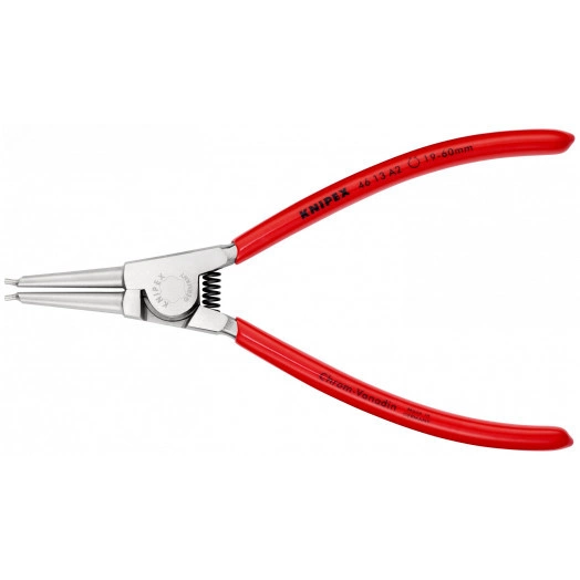 Щипцы для внешних стопорных колец прямые губки посадочный размер 19-60мм диаметр наконечников 18мм L=180мм Cr-V хромированные обливные рукоятки