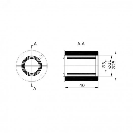 Проходка круглая, нержавеющая, D25х40 мм для      кабелей D = 3-11 мм