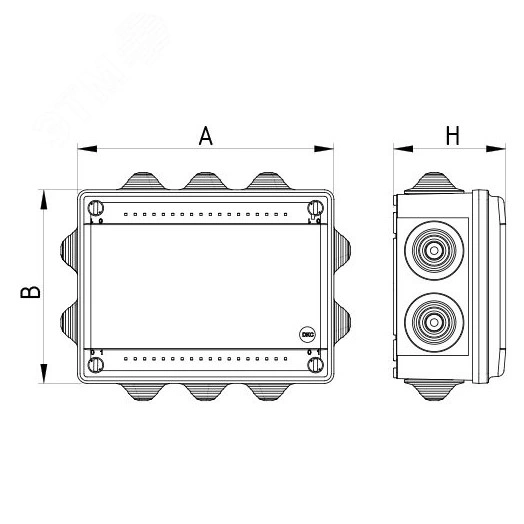 Коробка пластиковая FS с кабельными вводами и     клеммниками, IP55, 240x190x90 мм, 6р, 450V, 32A,  10 мм2, нерж.контакт