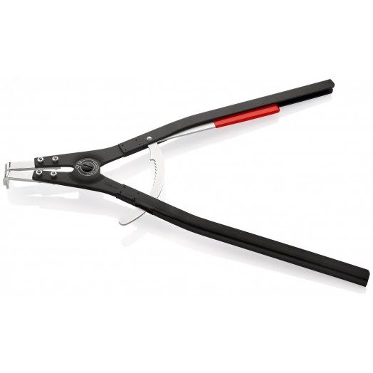 Щипцы для больших внешних стопорных колец с запирающим механизмом сменные губки под углом 90° посадочный размер 252 - 400 мм диаметр наконечников 45 мм L-580 мм чёрные