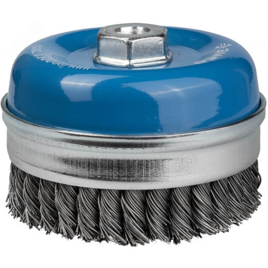 Щетка чашечная усиленная для УШМ, плетеные пучки стальной проволоки 0,8мм, 100ммхМ14 ''ЭКСПЕРТ''.