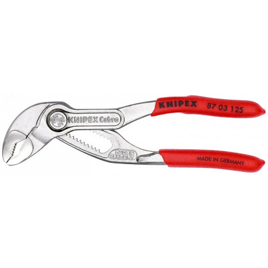 Клещи переставные COBRA сантехнические с фиксатором 25 мм (1) под ключ 27 мм L-125 мм Cr-V хромированные обливные рукоятки