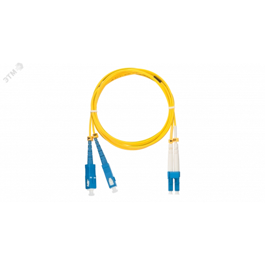 Шнур оптический переходной SM 9/125 OS2 SC/UPC-LC/UPC двойной LSZH 2мм