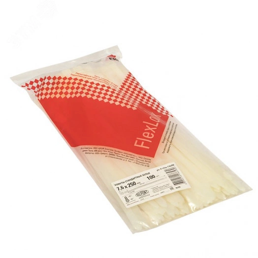 Хомут P6.6 стандартный белый 7.6x250 (100шт) FlexLock PROxima