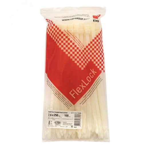 Хомут P6.6 стандартный белый 7.6x250 (100шт) FlexLock PROxima